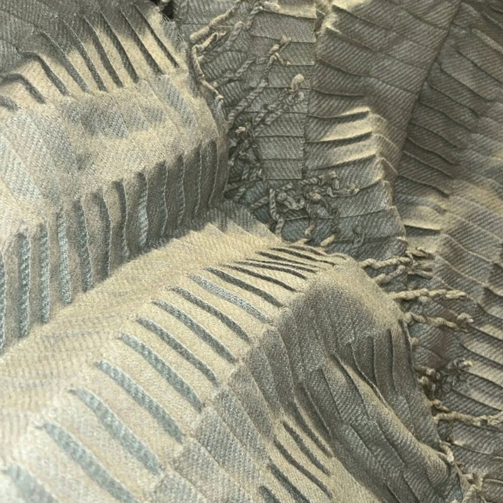 West Elm UNIQUE Gray Knit Throw 50” X 40 plus free bedside wicker small ‘tray’